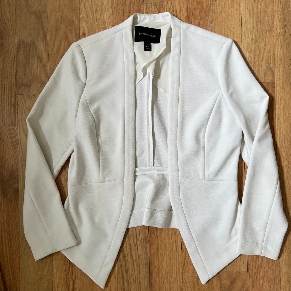 banana republic - white fitted blazer - women's size 10P